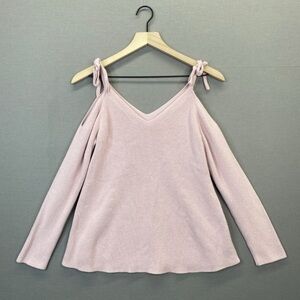 LOFT Pink Off-the-Shoulder Sweater with Knit Texture